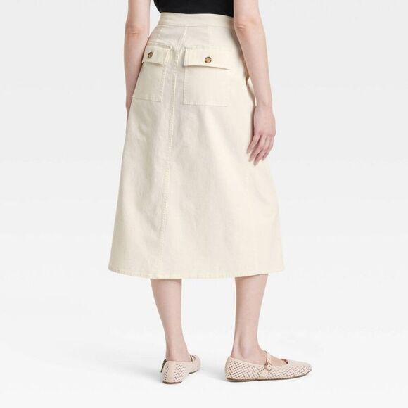 Open Box - Universal Thread - Women's Midi Wrap Skirt - Universal Thr Cream - Picture 2 of 3